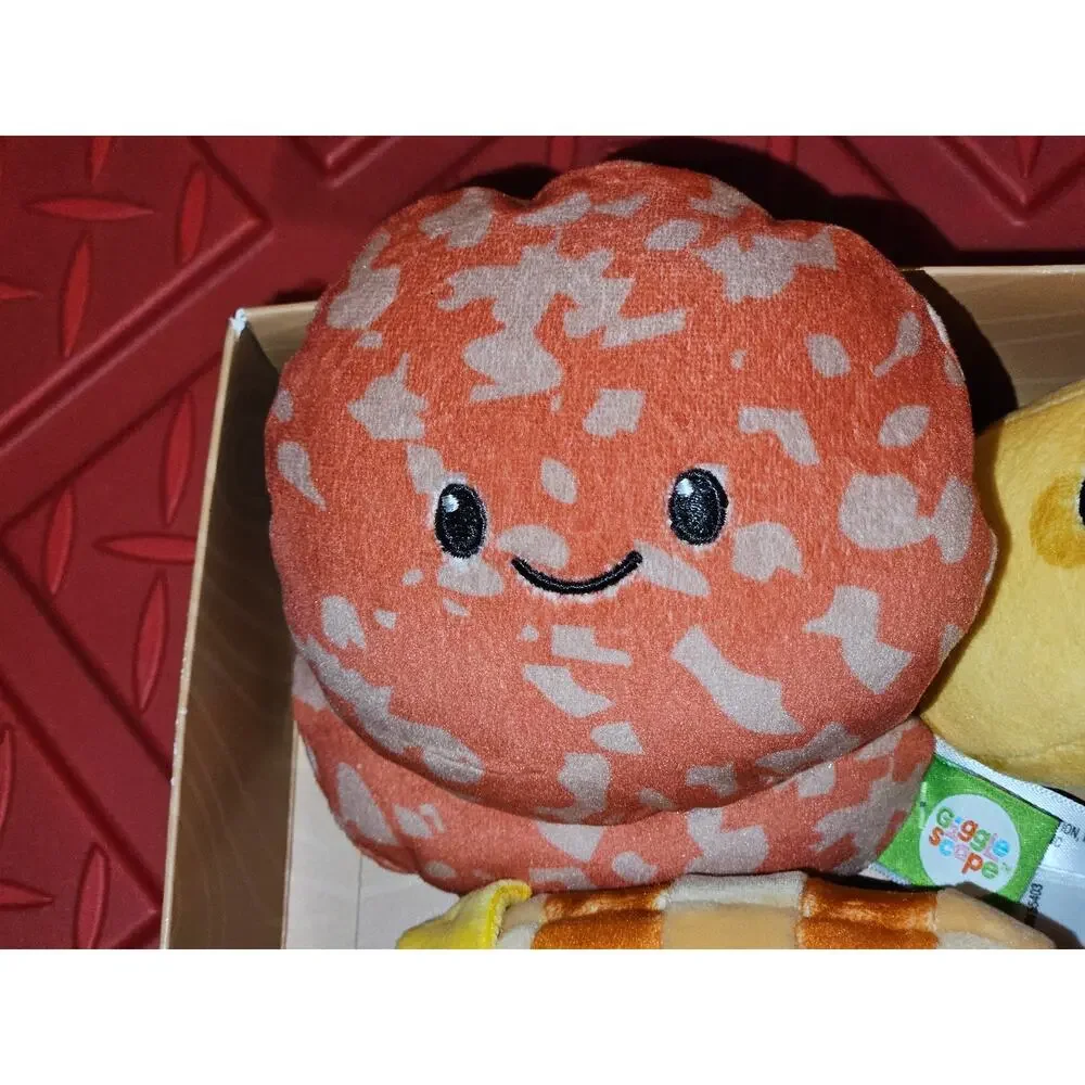 GiggleScape 4pc Plush Charcuterie Box Set Swiss Cheese, Salami, Grapes, & Bread